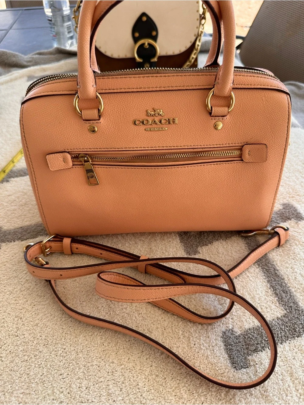 Coach Pebbled Leather Satchel in Peach Rowan 2022